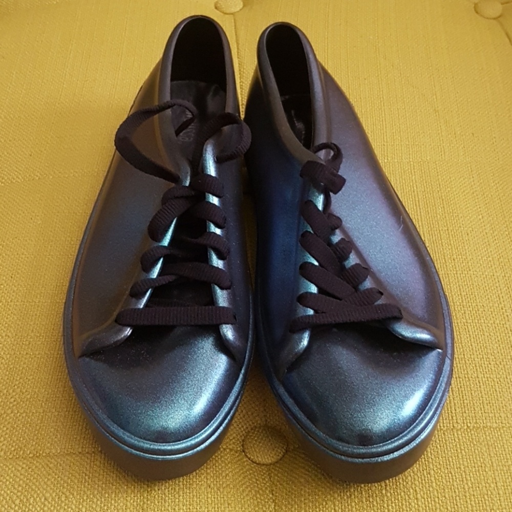 LAST CALL Melissa Metallic Blue Sneakers